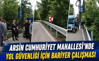 Arsin Cumhuriyet Mahallesi’nde Yol Güvenliği İçin Bariyer Çalışması
