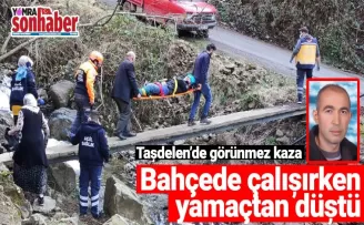 Bahçede çalışırken yamaçtan düştü