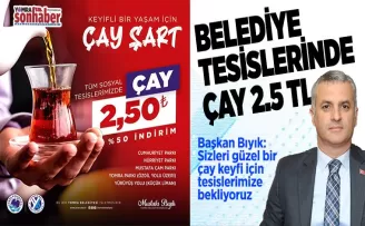 Belediye tesislerinde  Çay 2.5 TL