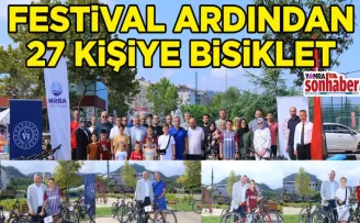 COŞKULU FESTİVALİN ARDINDAN 27 KİŞİYE BİSİKLET HEDİYE EDİLDİ