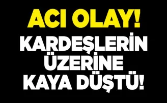 Kardeşlerin üzerine kaya düştü...
