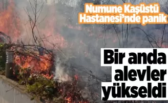 Kaştüstü hastanesi bahçesinde panik... Bir anda alevler yükseldi