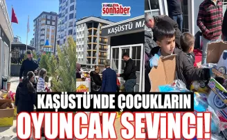 Kaşüstü’nde çocukların oyuncak sevinci
