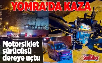Motorsiklet sürücüsü dereye uçtu