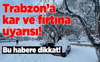 Trabzon’a kar ve fırtına uyarısı!