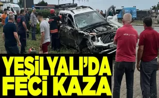 Yeşilyalı’da feci kaza! Yeşil alana çıktı...