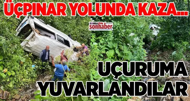 ÜÇPINAR YOLUNDA KAZA... UÇURUMA YUVARLANDILAR
