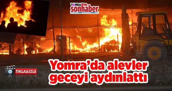 Yomra’da işyerinde yangın!  Alevler geceyi aydınlattı