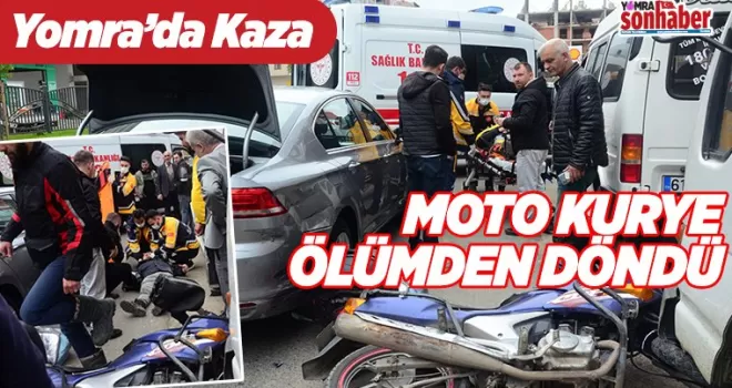 Yomra’da kaza Moto kurye ölümden döndü